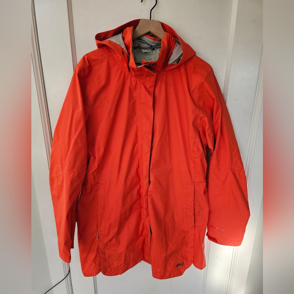 REI Vibrant Orange Rain Jacket